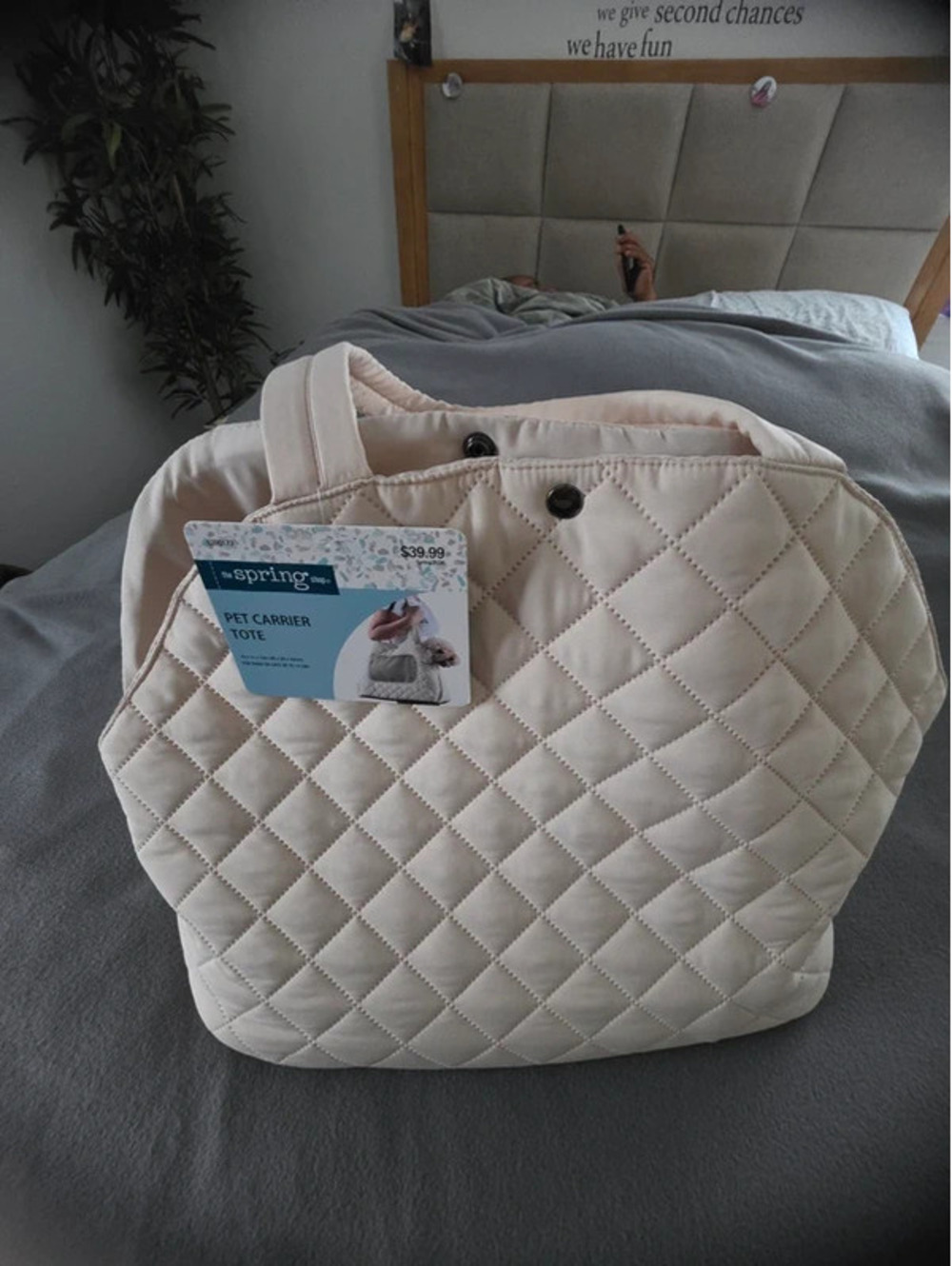 Pet Carrier Tote Quilted Cream – New